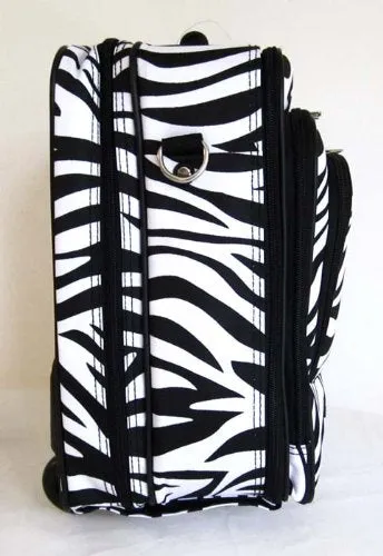 16" Computer/Laptop Briefcase Rolling Wheel Luggage Upright Padded Bag Zebra