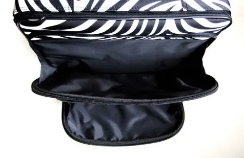 16" Computer/Laptop Briefcase Rolling Wheel Luggage Upright Padded Bag Zebra