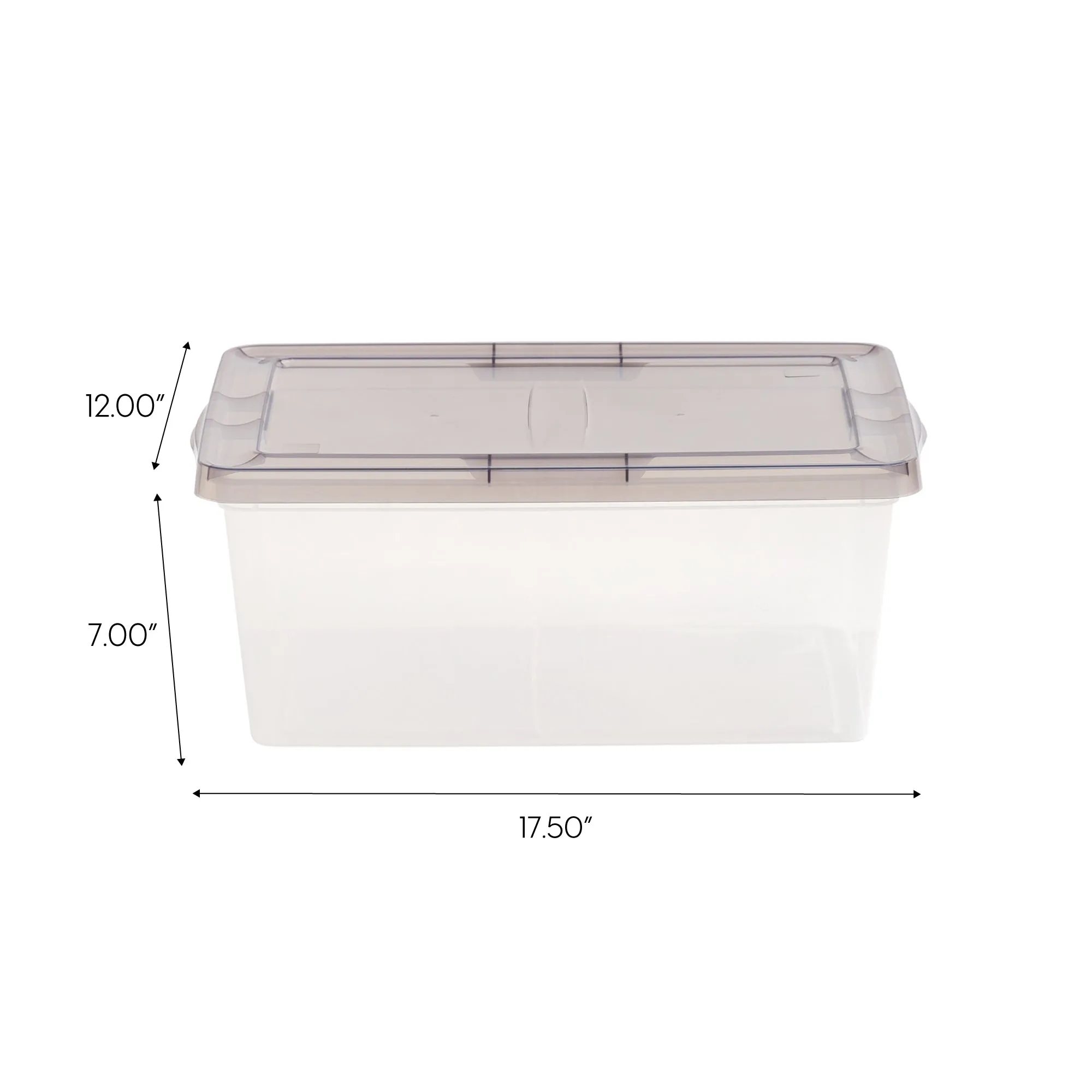 17 Qt. Stackable Box, Plastic Storage Bins with Lids, Clear, Gray Lid, Set of 8