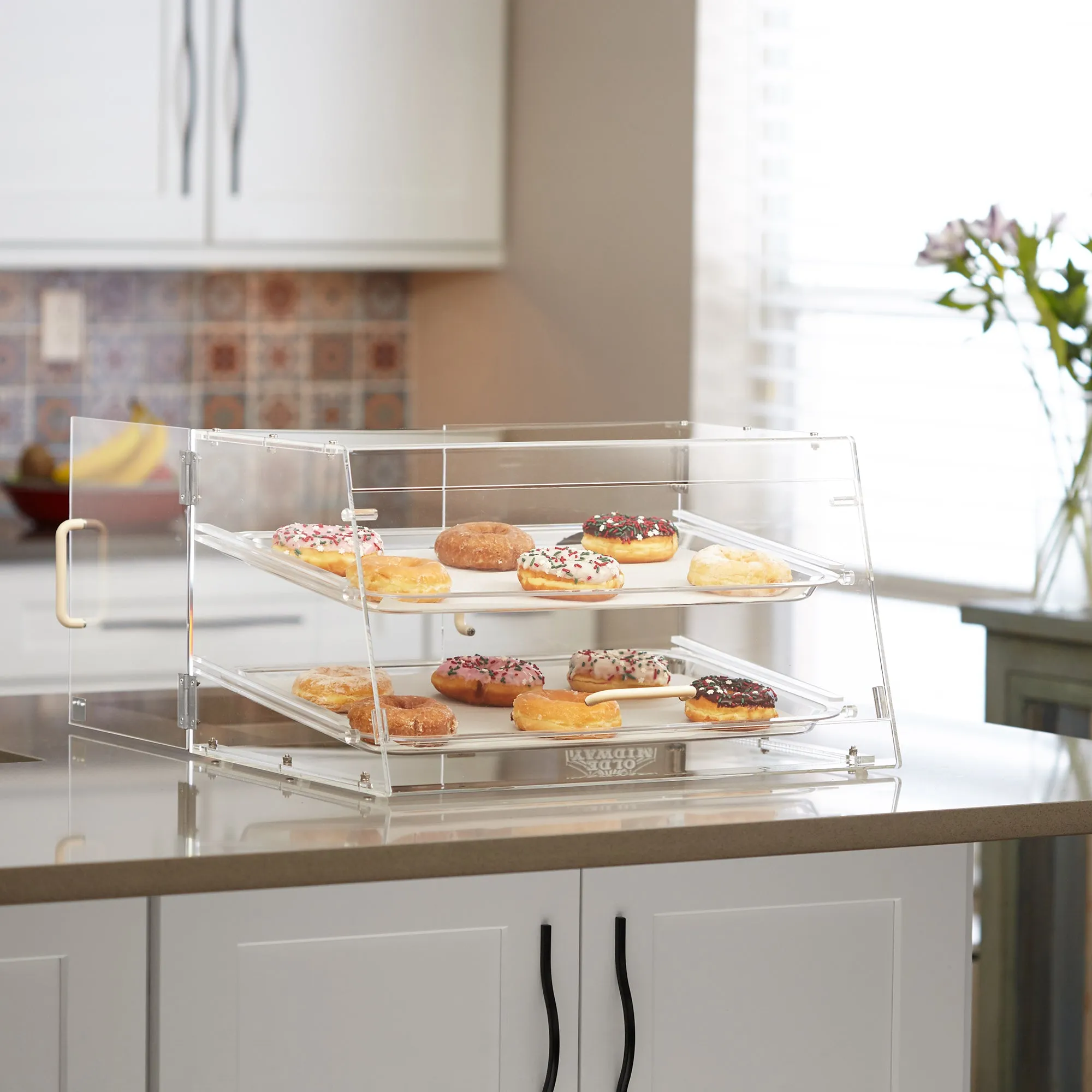 2-Tier Acrylic Bakery Display Case with Removable Trays