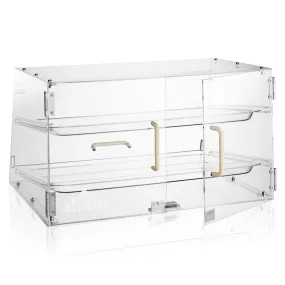 2-Tier Acrylic Bakery Display Case with Removable Trays