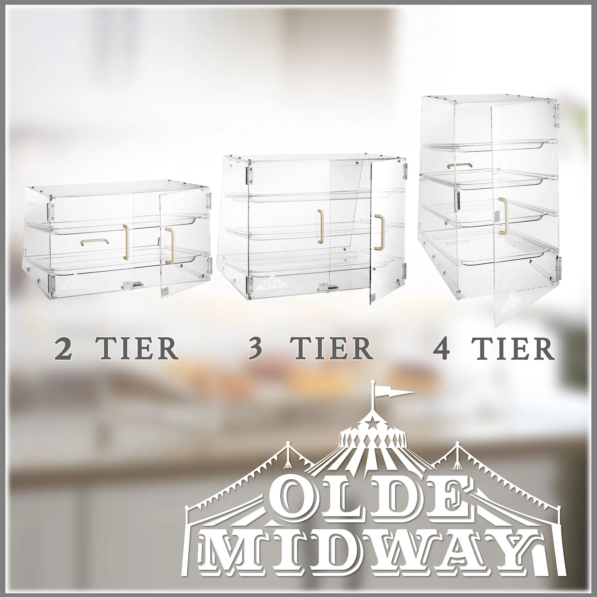 2-Tier Acrylic Bakery Display Case with Removable Trays