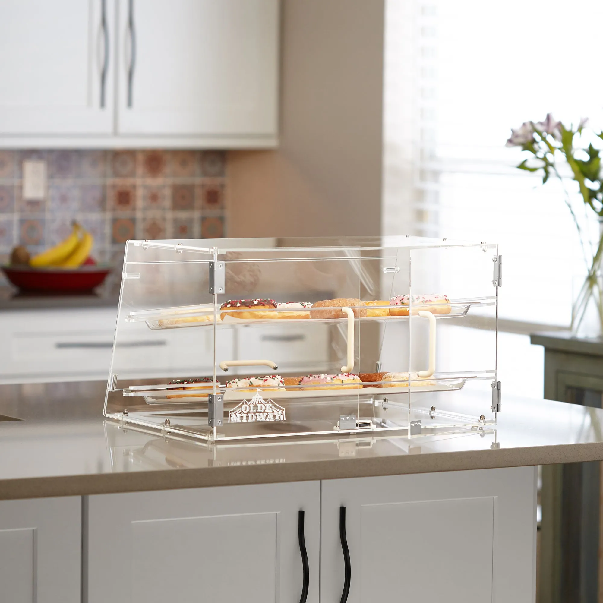 2-Tier Acrylic Bakery Display Case with Removable Trays