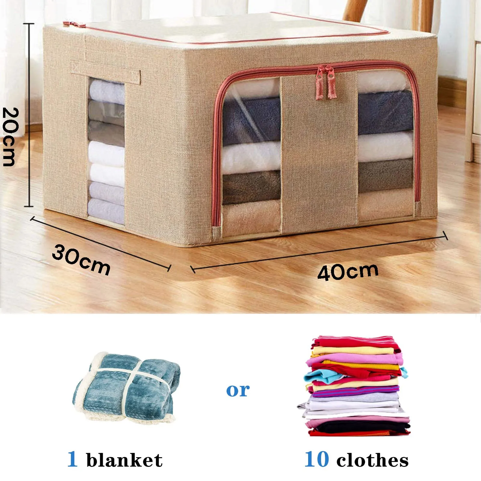 24L Linen Storage Box, Metal Frame, Foldable Organizer