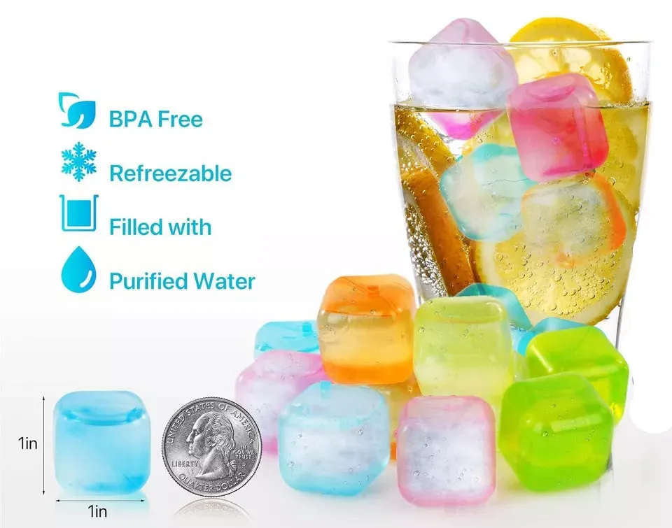 30 Pieces Plastic Reusable Ice Cubes Coolers Refreeze BPA FREE (2 pack) - New