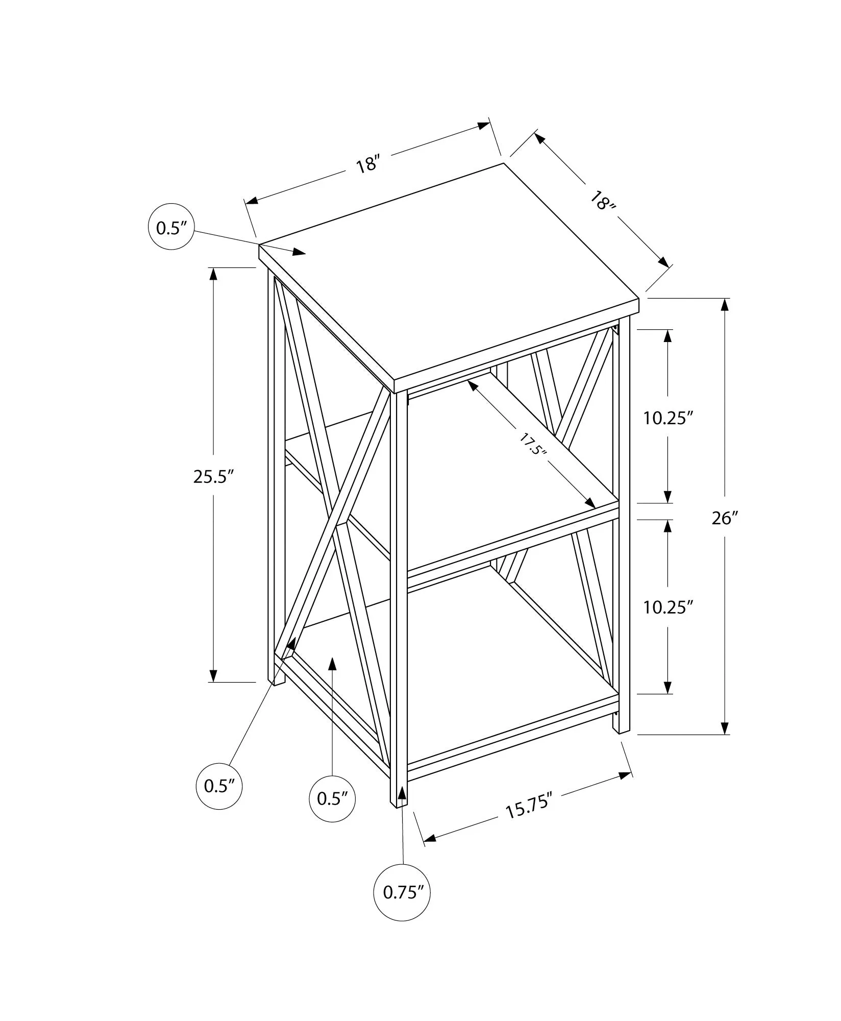 Accent Table - 26"H / White/ White Metal