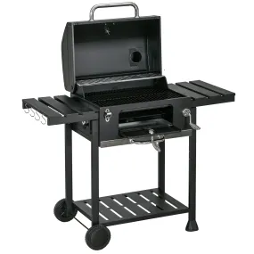 Adjustable Charcoal Pan BBQ, with Thermometer and Warming Rack