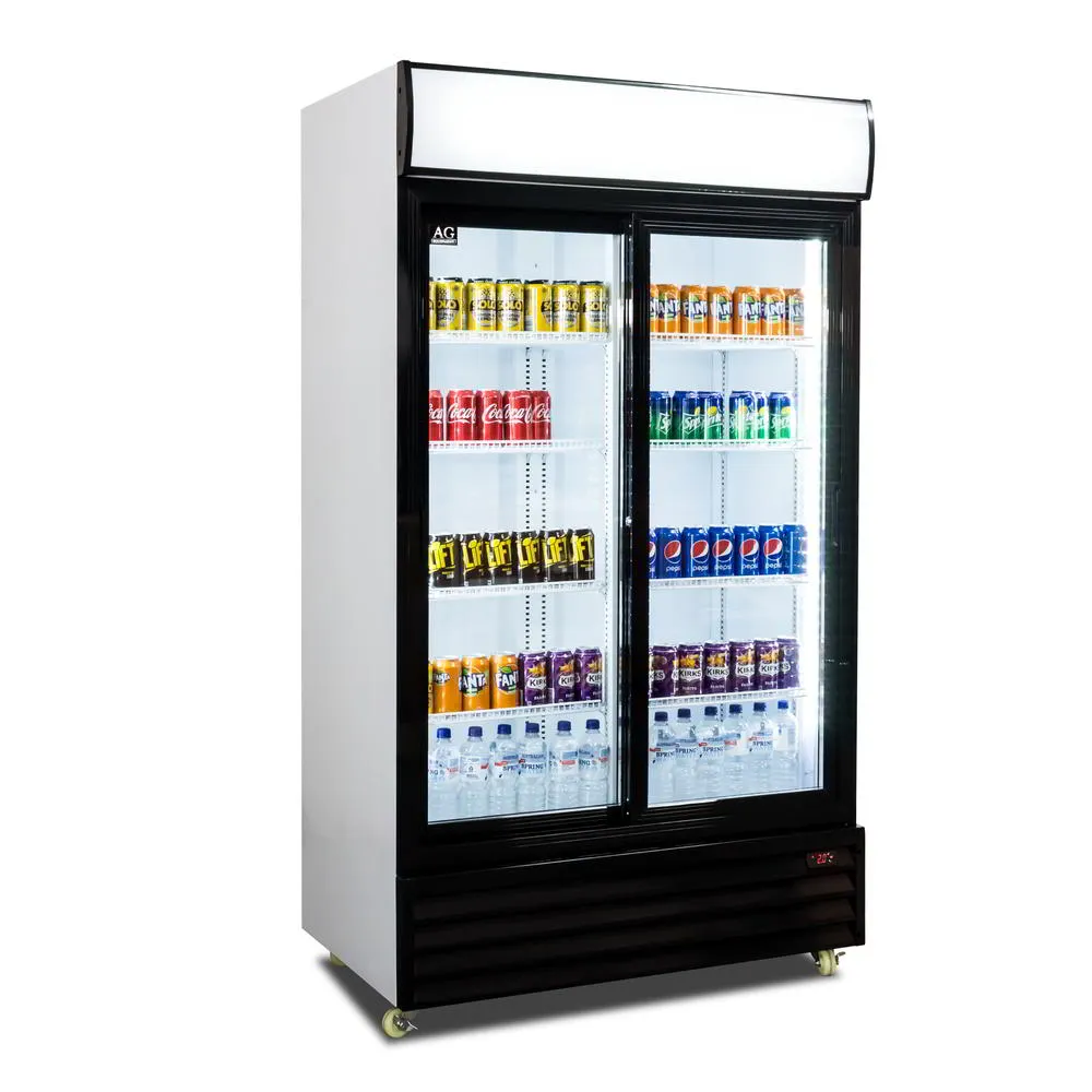 AG 1000L Double Sliding Door Upright Display Fridge - Glass Door