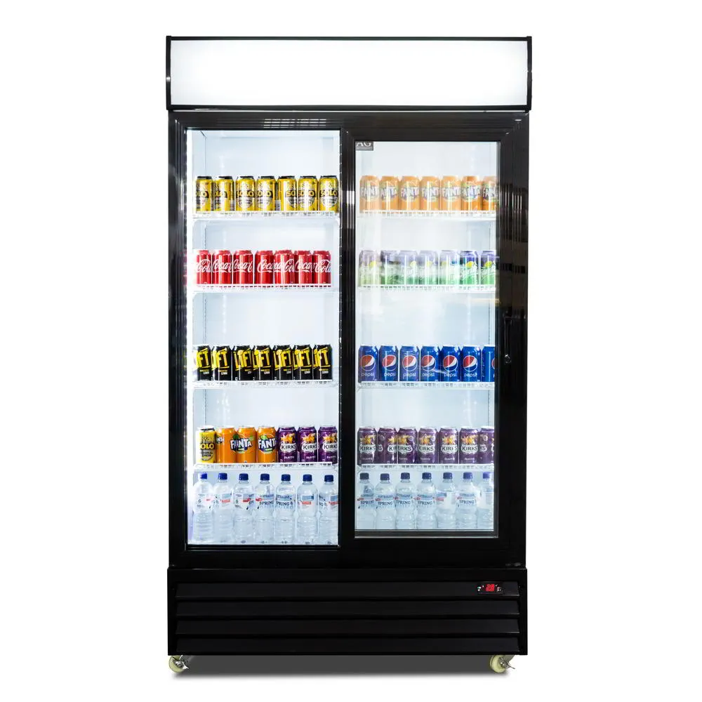 AG 1000L Double Sliding Door Upright Display Fridge - Glass Door