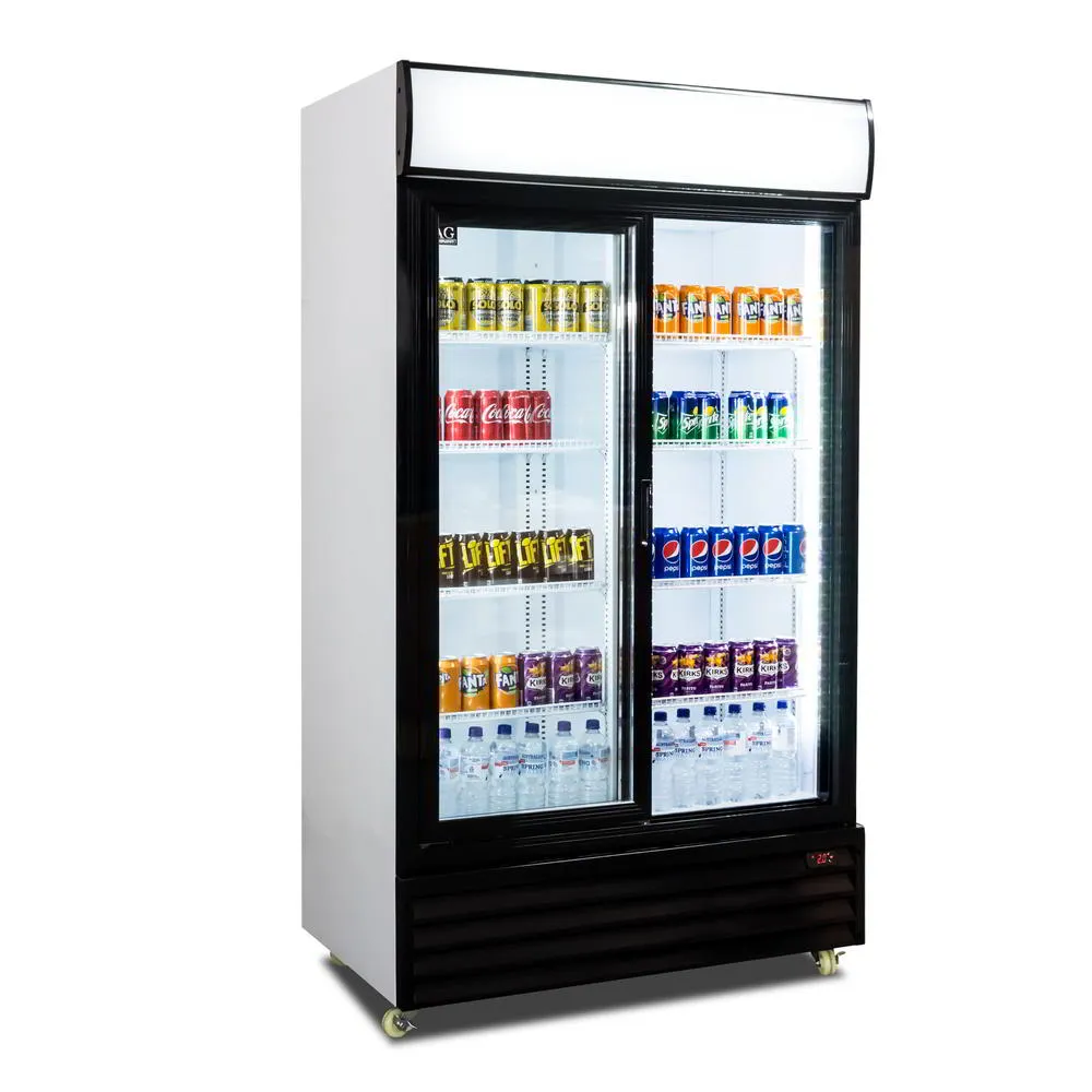 AG 1000L Double Sliding Door Upright Display Fridge - Glass Door