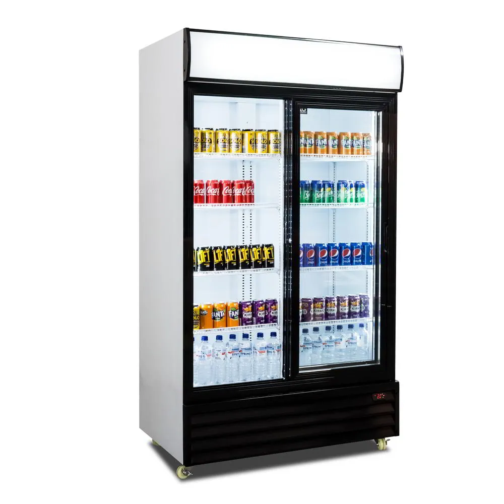 AG 1000L Double Sliding Door Upright Display Fridge - Glass Door