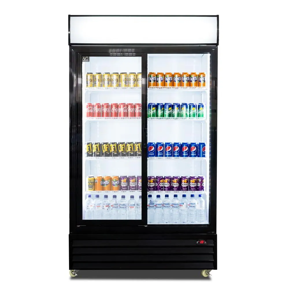 AG 1000L Double Sliding Door Upright Display Fridge - Glass Door