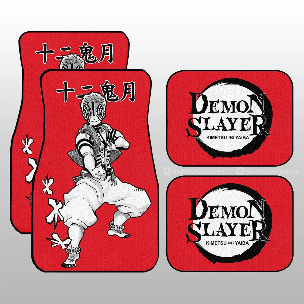 Akaza Car Floor Mats Custom Demon Slayer Anime Car Accessories Manga Style For Fans