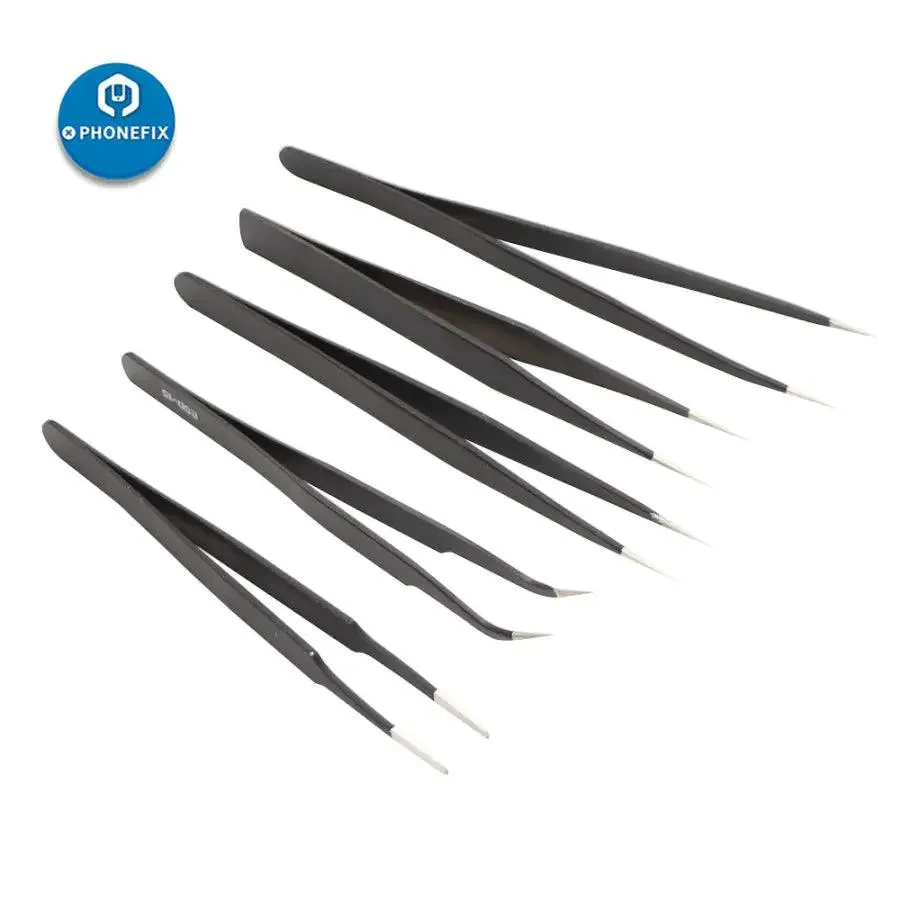 Anti-static Stainless Steel Precision Tweezers Set ESD Repair Toolkit