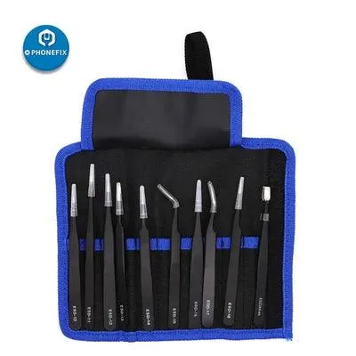 Anti-static Stainless Steel Precision Tweezers Set ESD Repair Toolkit