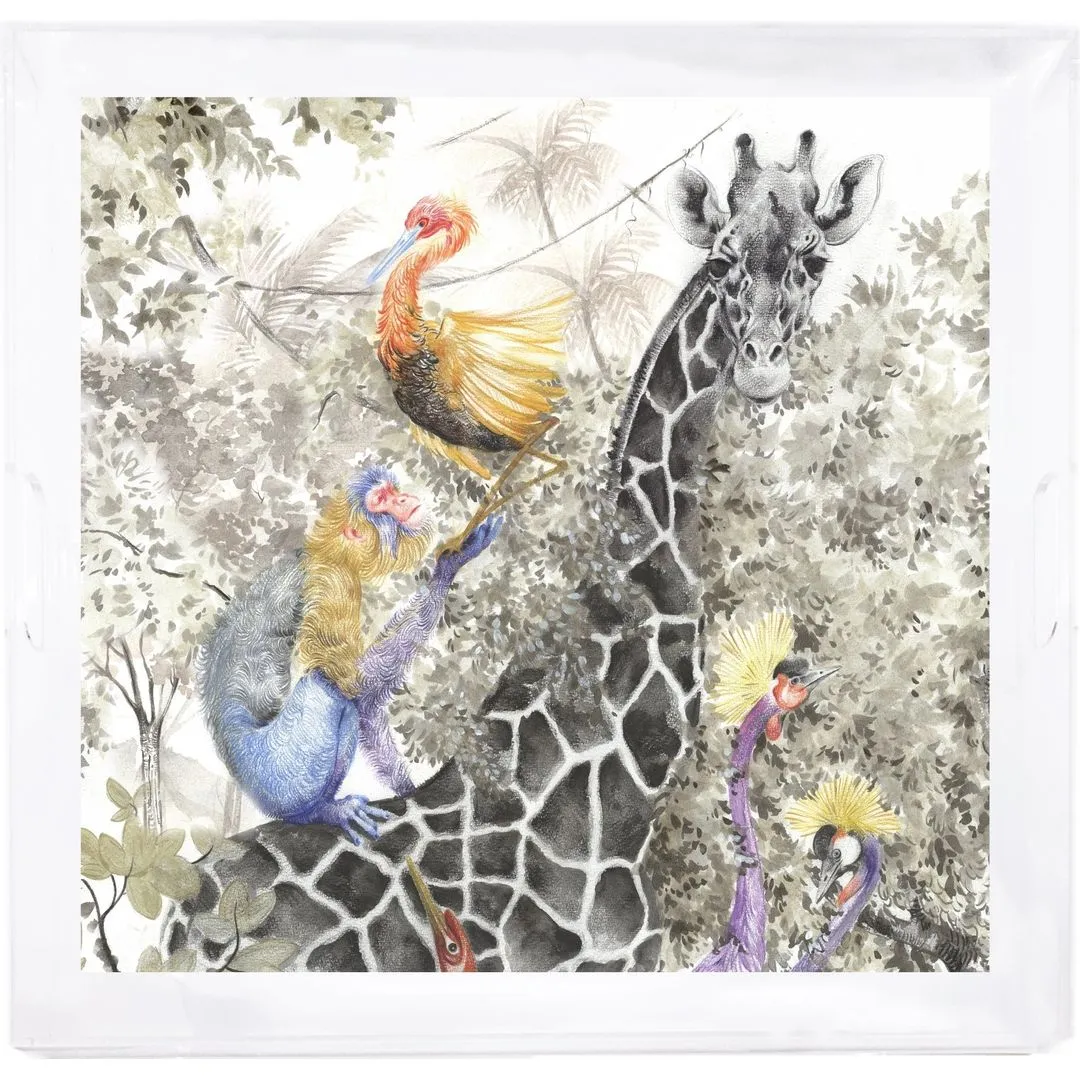 Arcadia Giraffe 18X18 Acrylic Decorative Tray