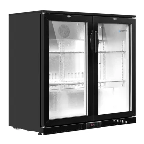 Bar Fridge 2 Glass Door Commercial Display Freeer Drink Beverage Cooler Black