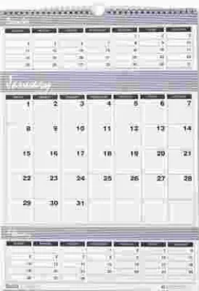 Bar Harbor Wirebound Three-Months-Per-Page Wall Calendar 12 X 17