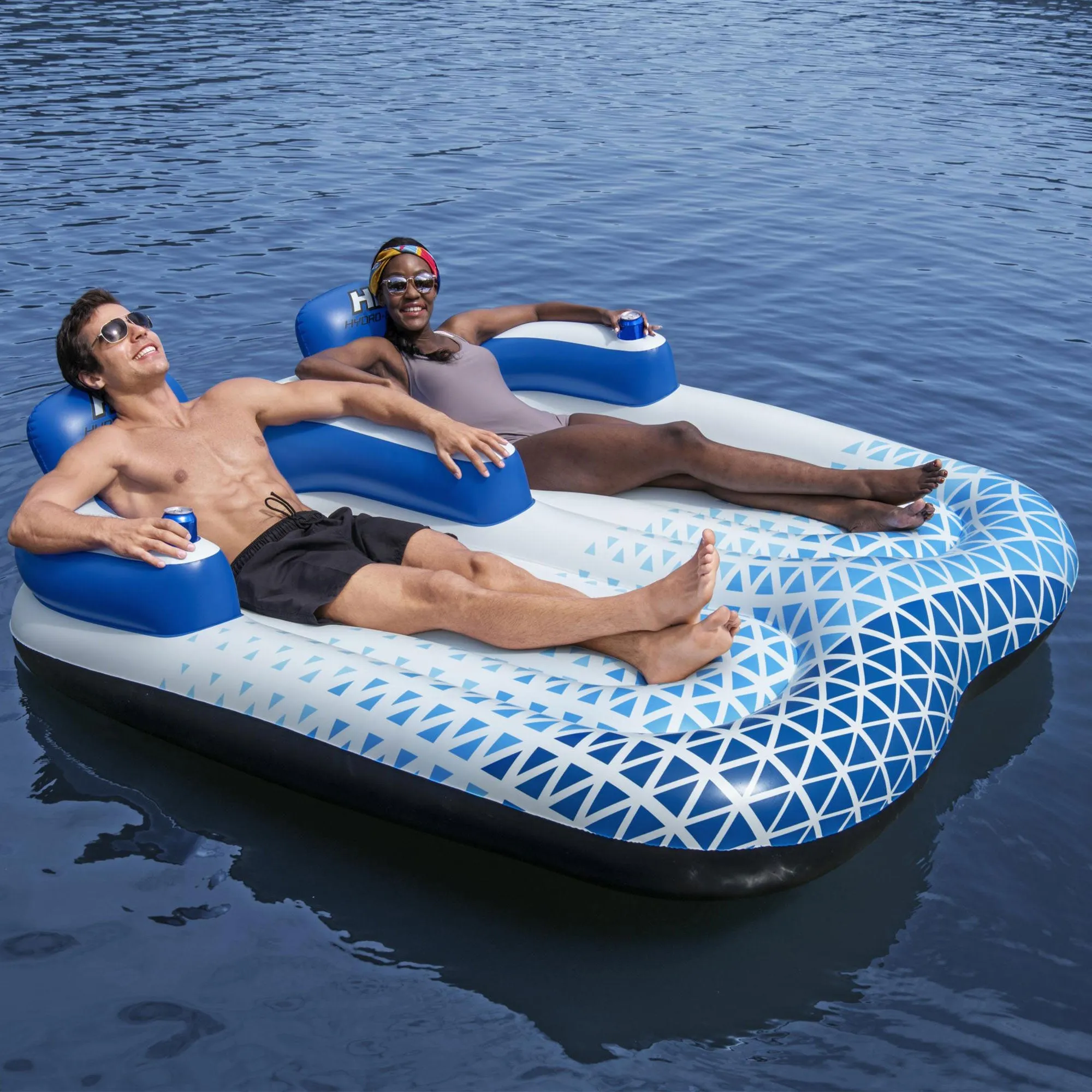 Bestway Hydro-Force Indigo Wave 72" Double 2 Person Inflatable Lounge Pool Float