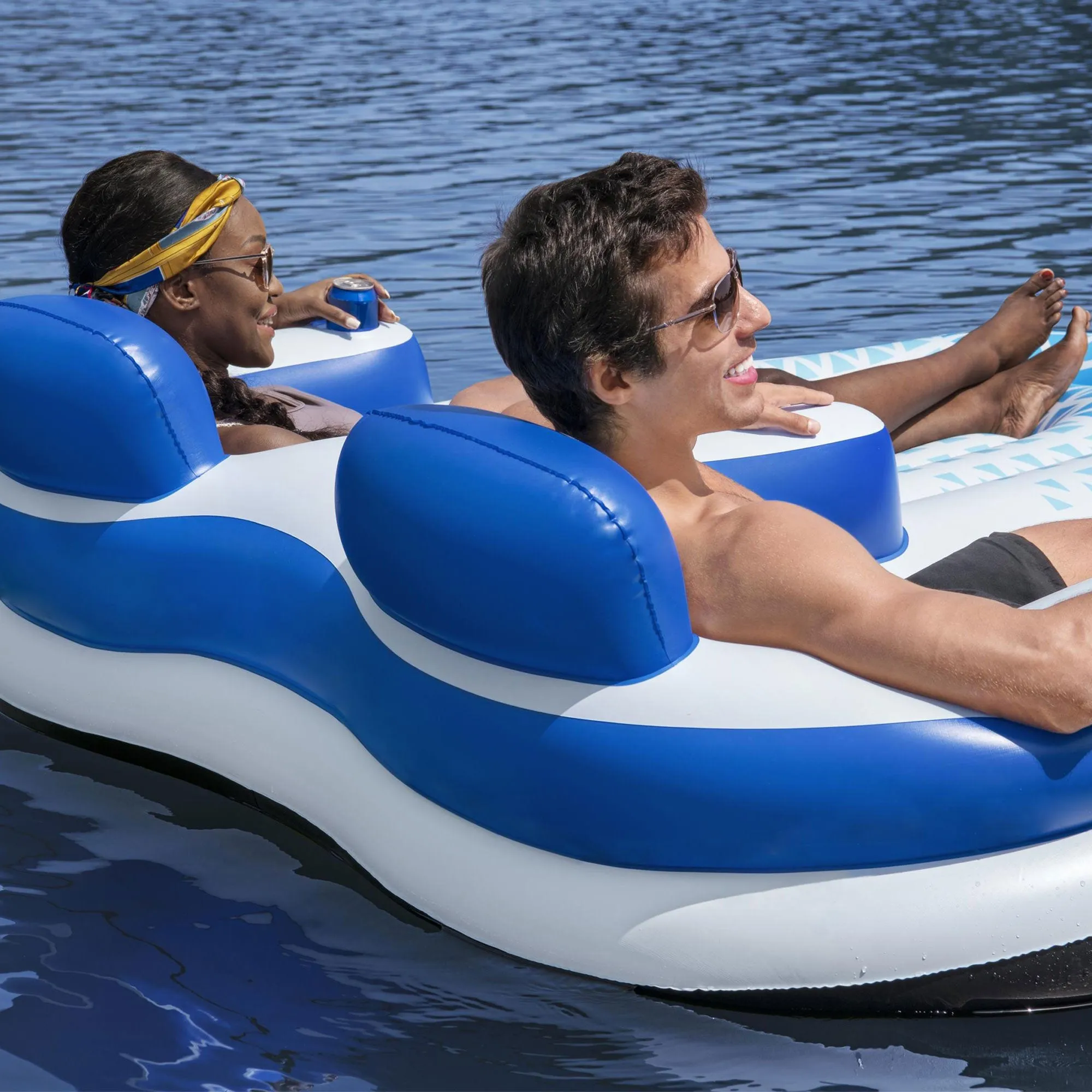 Bestway Hydro-Force Indigo Wave 72" Double 2 Person Inflatable Lounge Pool Float