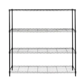 Black 4-Tier Slim Profile Wide Shelving Unit