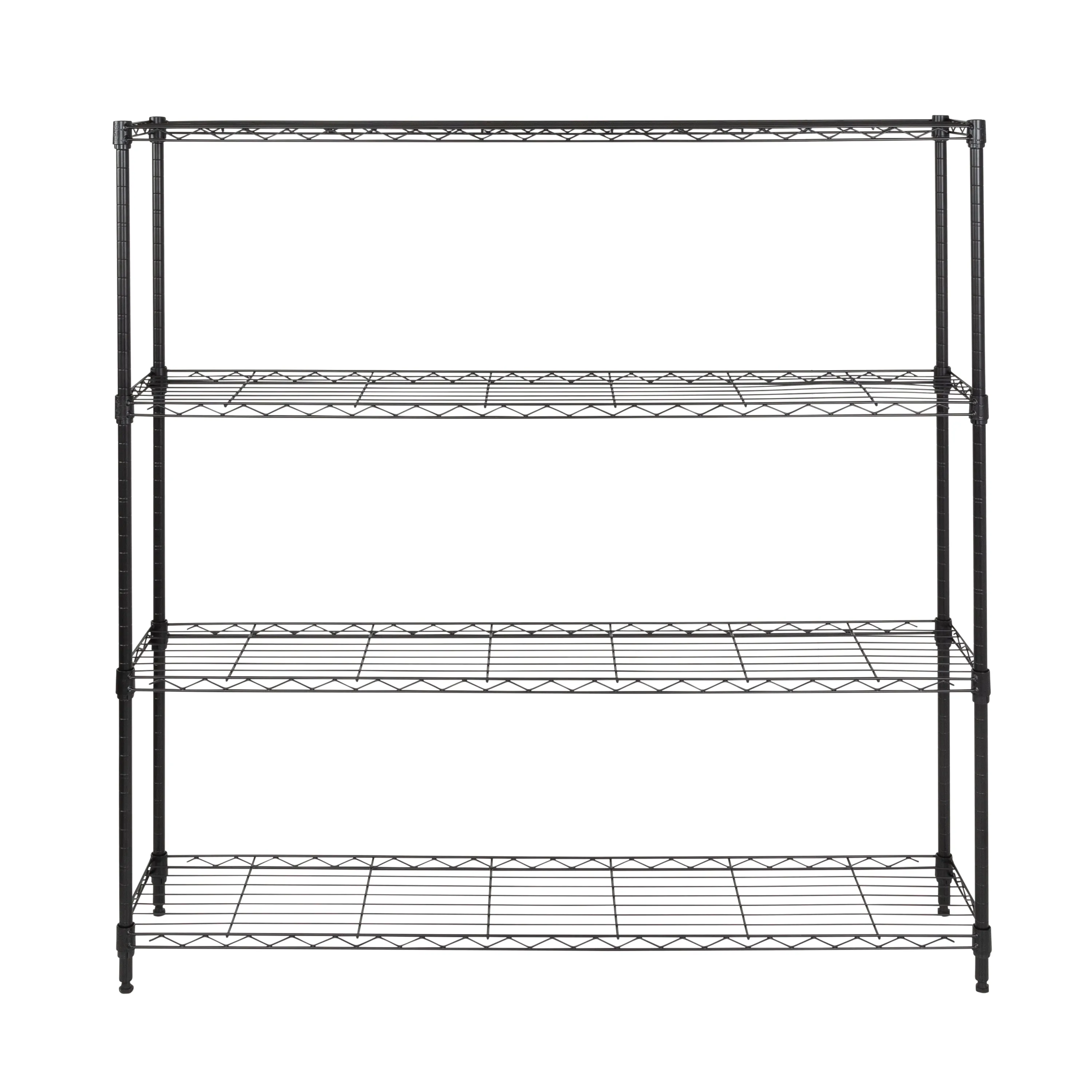 Black 4-Tier Slim Profile Wide Shelving Unit