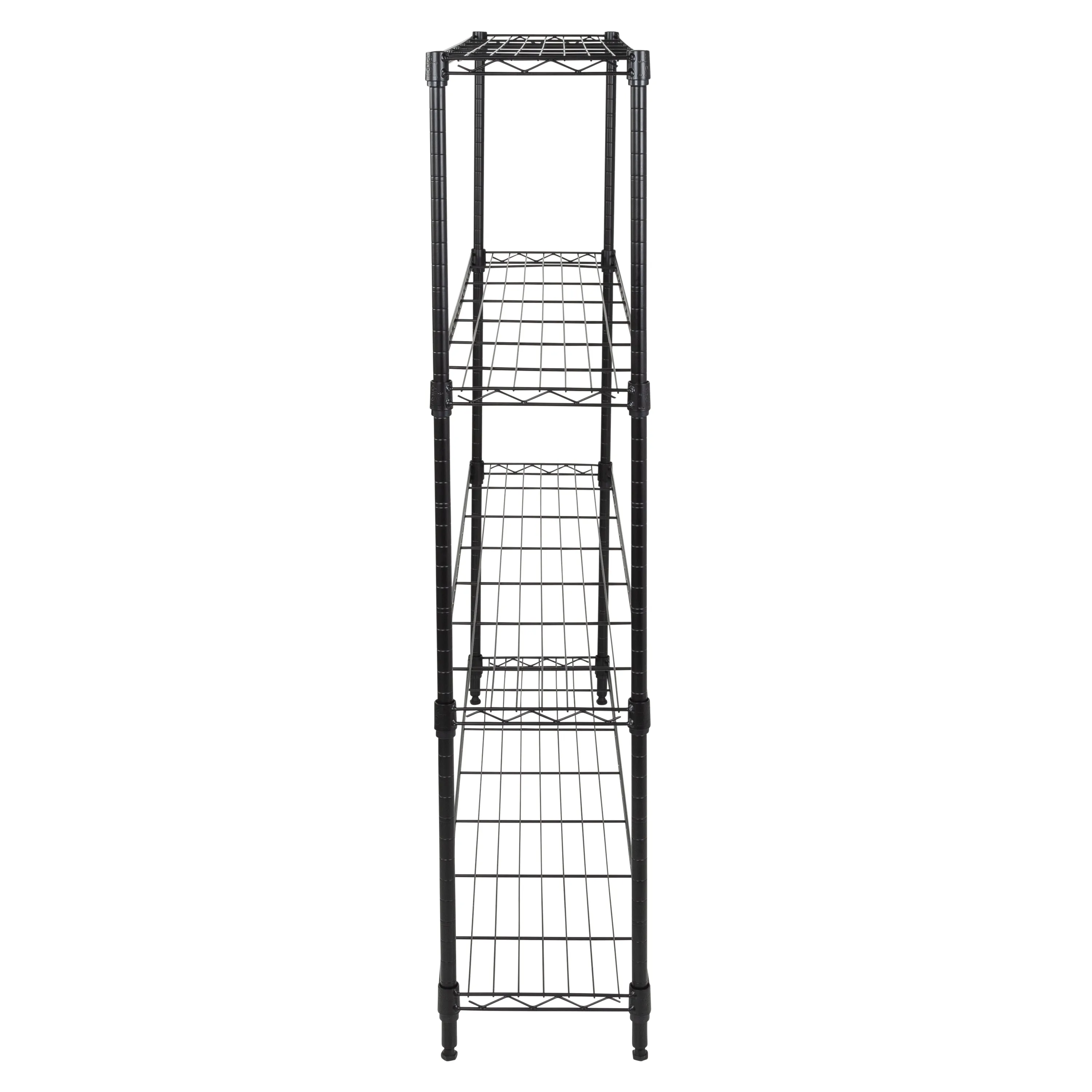 Black 4-Tier Slim Profile Wide Shelving Unit