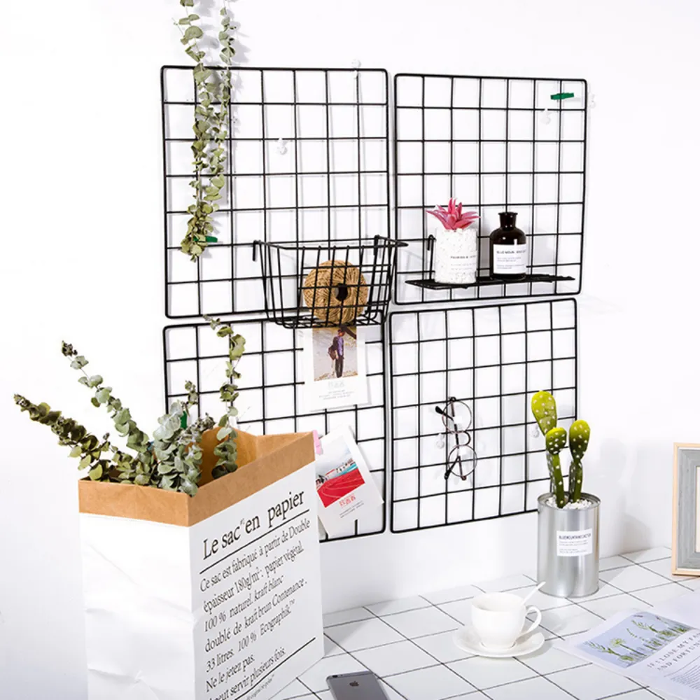 Black Grid Decorative Wall Shelf