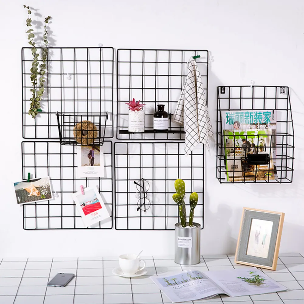 Black Grid Decorative Wall Shelf