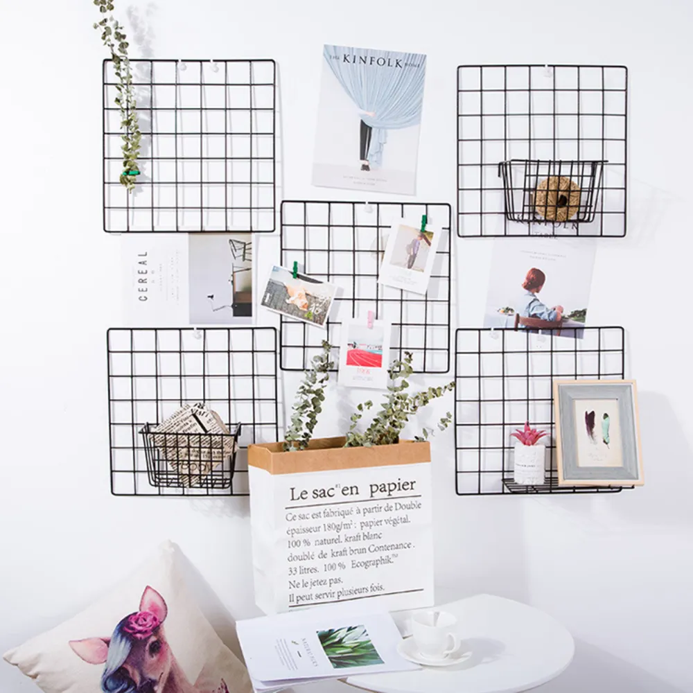 Black Grid Decorative Wall Shelf