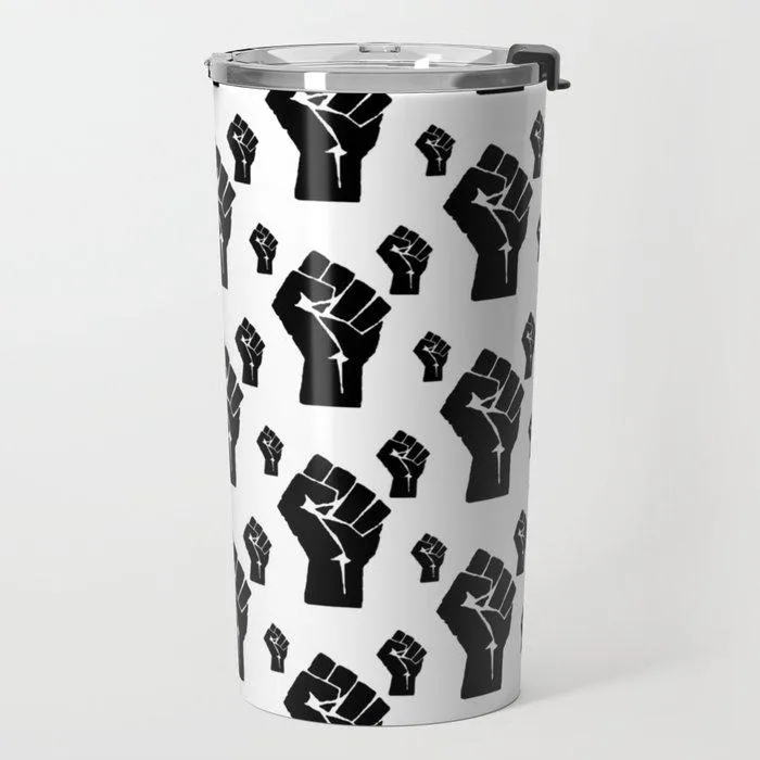 Black Power Fist Pattern Travel Mug