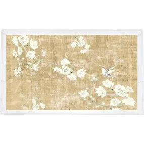 BLOSSOM FANTASIA GOLD 22.5X14.5 ACRYLIC TRAY