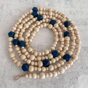 Blue decorative wooden bead garland