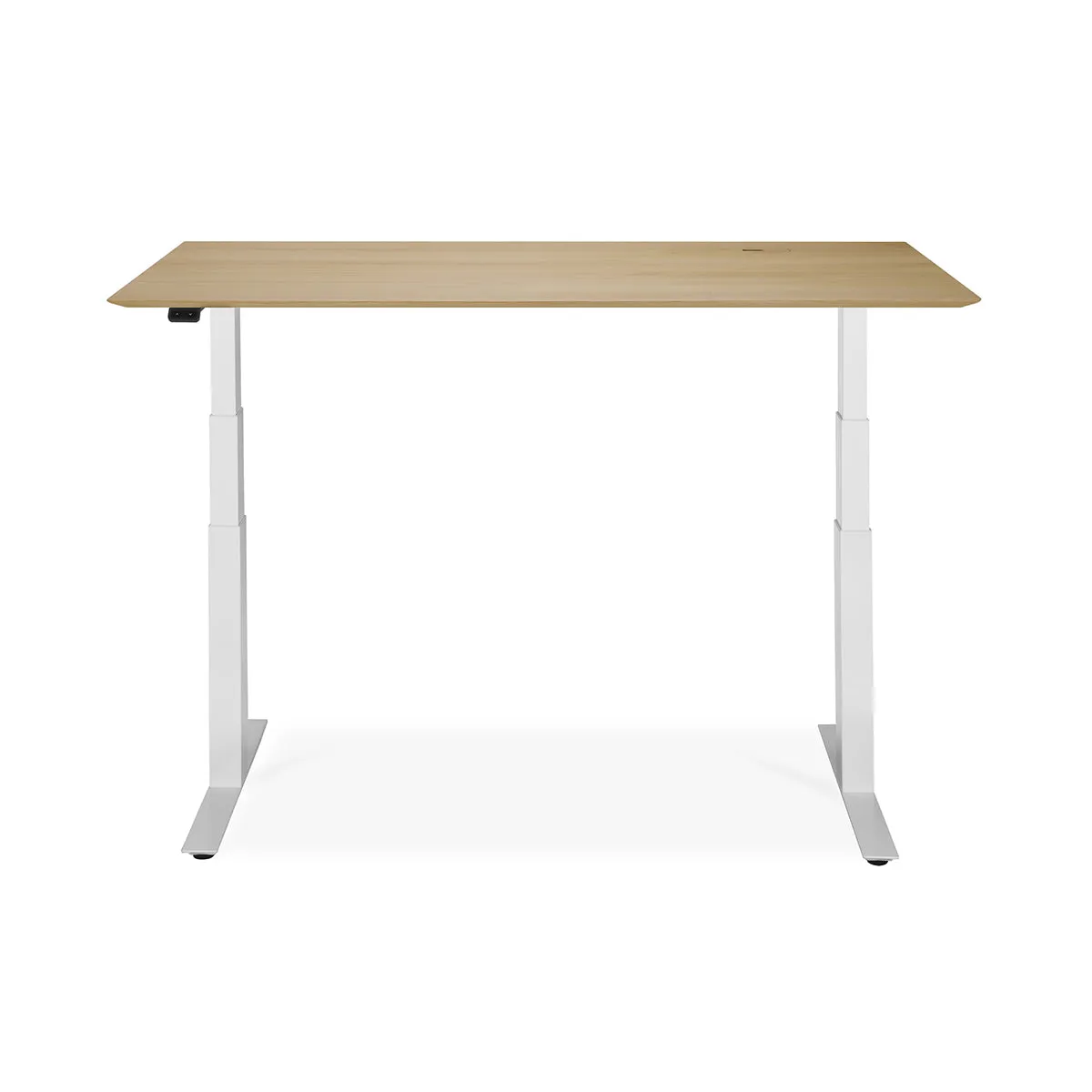 Bok Rectangle Adjustable Desk with Cable management UK (Oak, White, 160cm)