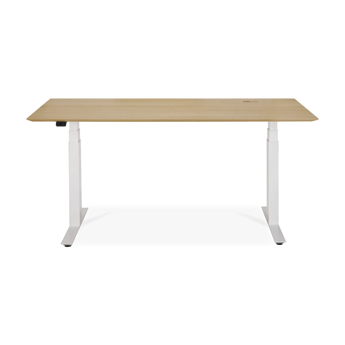 Bok Rectangle Adjustable Desk with Cable management UK (Oak, White, 160cm)