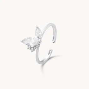 Butterfly Crown Silver Adjustable Ring