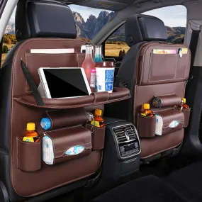 Car Back Seat Organizer Storage Bag with Foldable Table