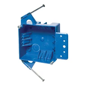 Carlon B418A-UPC Outlet Box, 2 -Gang, Thermoplastic, Blue, Captive Nail, Bracket Mounting