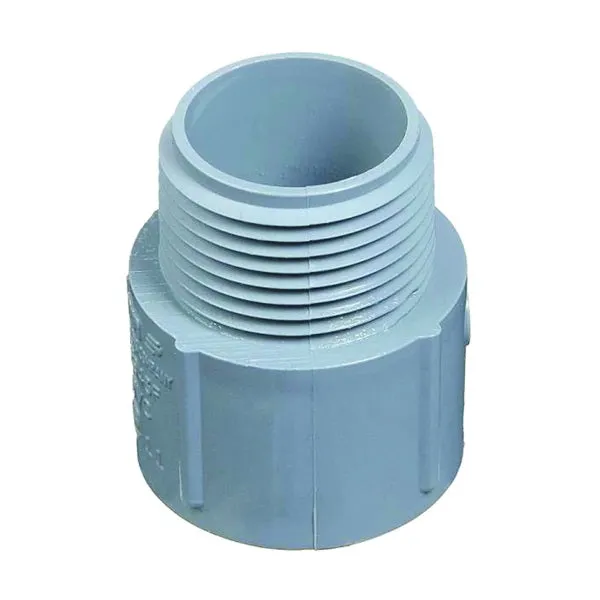 Carlon E943HR-CTN Terminal Adapter, 1-1/2 in MPT x Socket, 2.18 in Dia, 2.1 in L, PVC, Gray