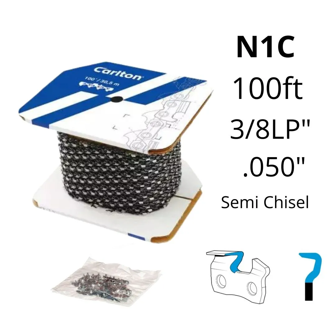 Chainsaw Chain CARLTON® N1C 100ft 3/8LP" .050" Semi Chisel