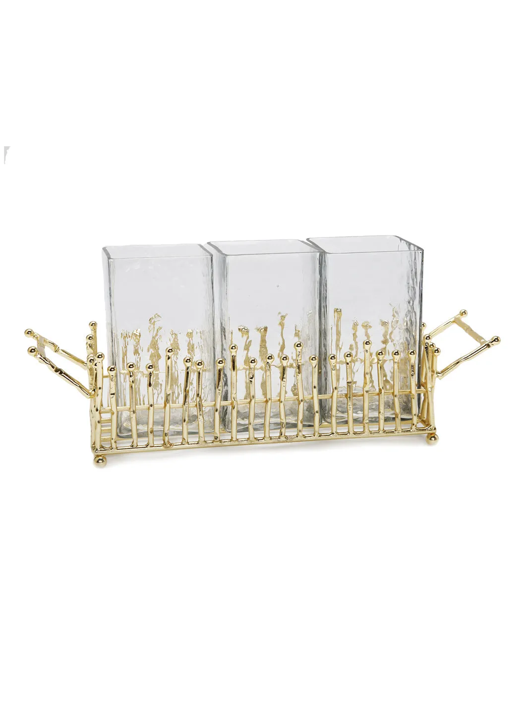 Classic Touch Gold/ White Cutlery Holder 1Pc