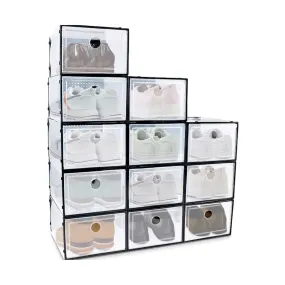 Clear Stackable Plastic Shoe Boxes, Easy Organization (12 PCS)