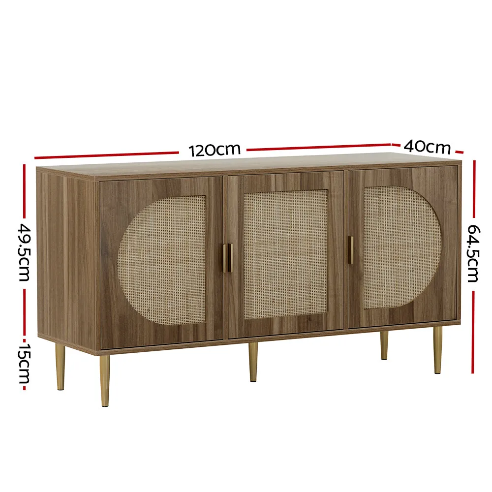 Coastal 3-Door Rattan Buffet Sideboard with Metal Legs - Artiss