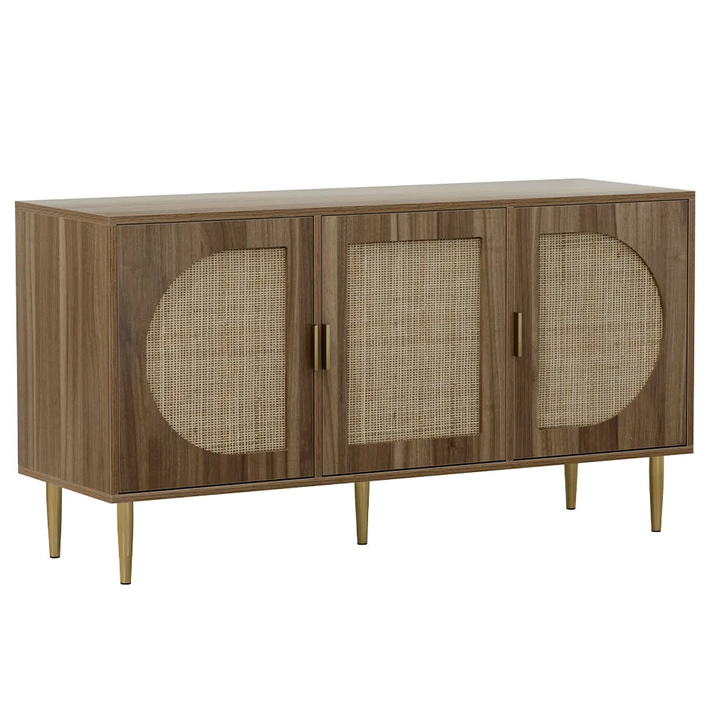 Coastal 3-Door Rattan Buffet Sideboard with Metal Legs - Artiss