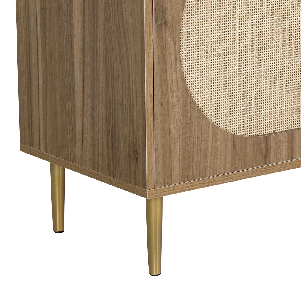 Coastal 3-Door Rattan Buffet Sideboard with Metal Legs - Artiss