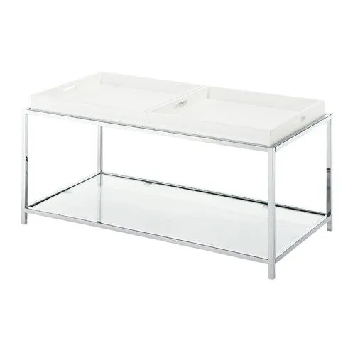 Coffee Table 34.63 x 18 x 17H with white wood trays