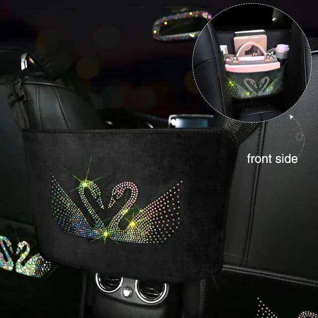 Crystal Rhinestone Car Storage Bag Organizers