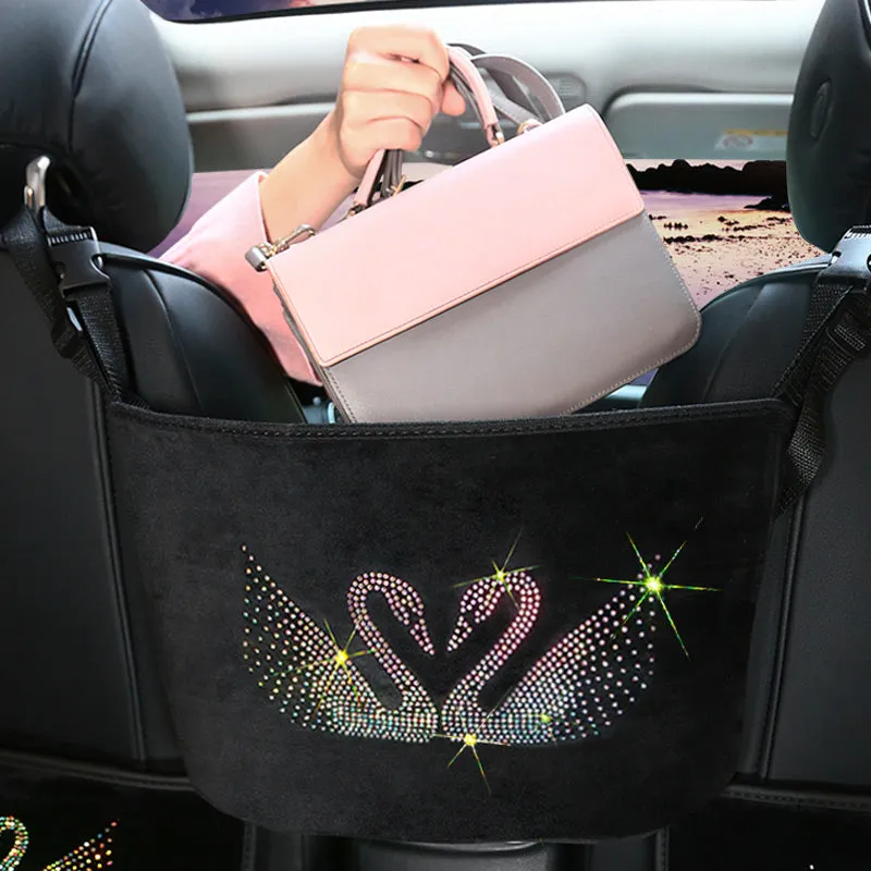 Crystal Rhinestone Car Storage Bag Organizers