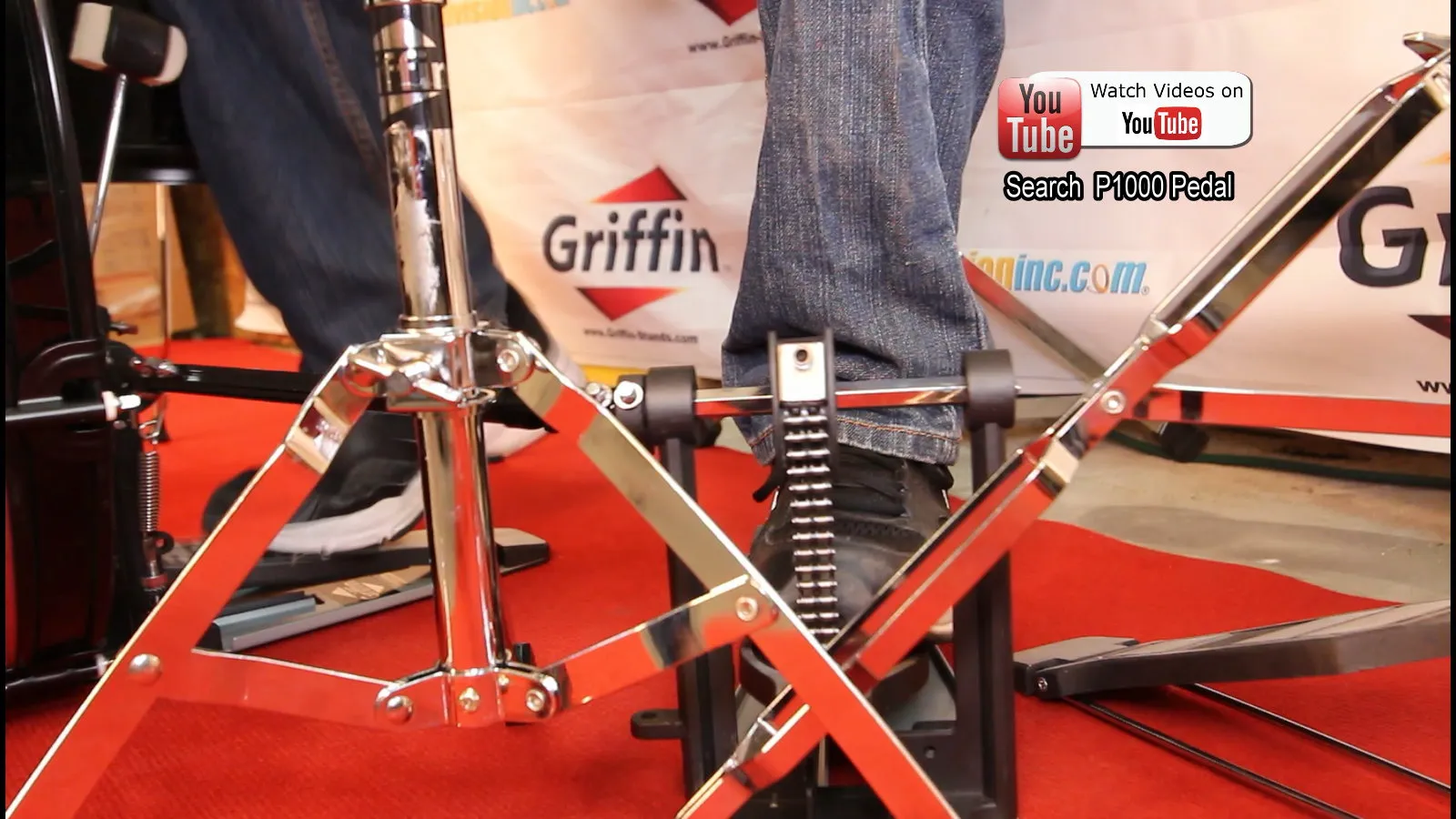 Double Kick Drum Pedal for Bass Drum by GRIFFIN - Deluxe Twin Set Foot Pedal - Quad Sided Beater Heads - Dual Pedal Two Chain Drive Hardware by GeekStands.com