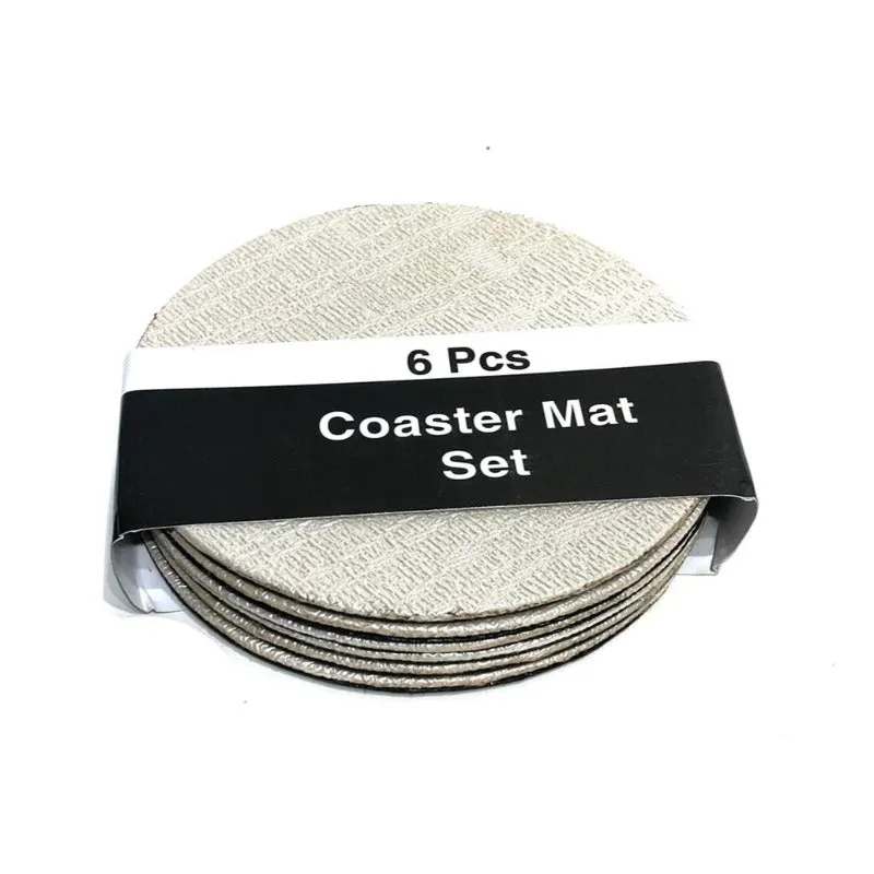 Faux Leather Coaster Mat Set Round (6 Pieces)